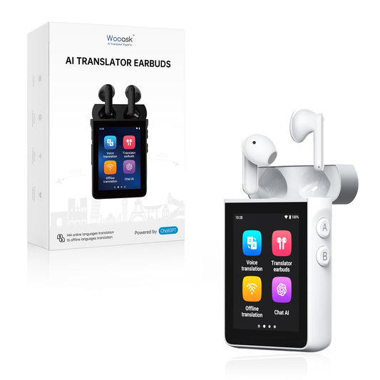 Wooask A9S AI Translator Earbuds with Screen & Offline Translation Support