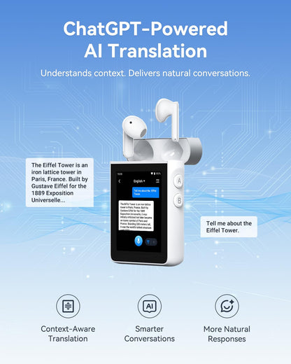 Wooask A9S AI Translator Earbuds with Screen & Offline Translation Support
