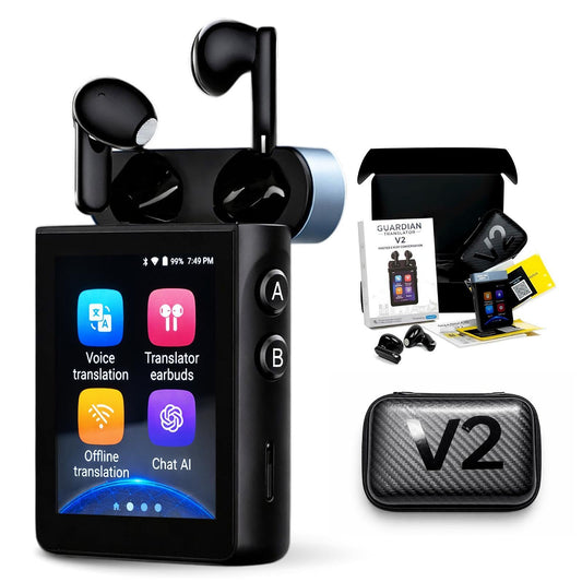 Guardian Translator V2 AI Translator Device with Earbuds & ChatGPT Support